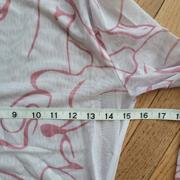 NWT Y2K Dazy Sheer Long Sleeve Top with Ruffle Wrist M Pink - Picture 12 of 15